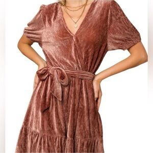 Gilli Ripped Velvet Copper Shimmer Textured Dress. Large NWT